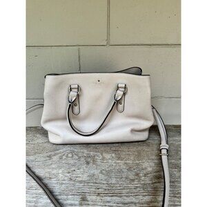 Kate Spade Evangelie Larchmont Avenue Satchel Pebble Leather Warm Vellum